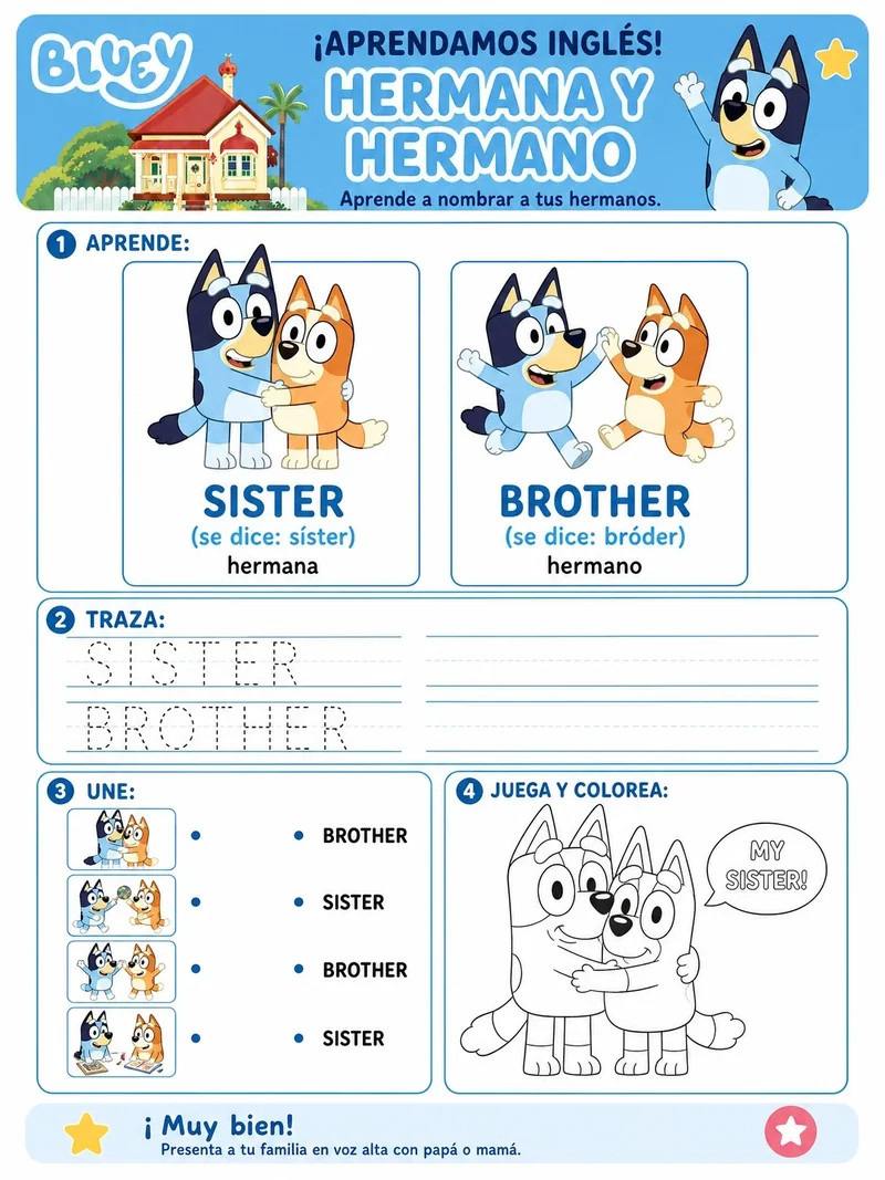 Ficha de la familia en inglés — sister, brother